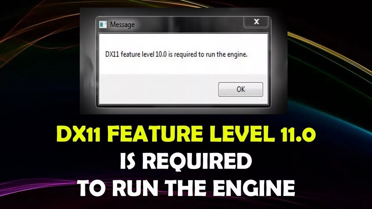Dx11 ошибка. Ошибка dx11 feature Level 10.0 is required to Run the engine. Ошибка dx11 feature Level 10.0 is required to Run the. Dx11 feature Level 10.0 is required to Run the engine. Feature level 10.0