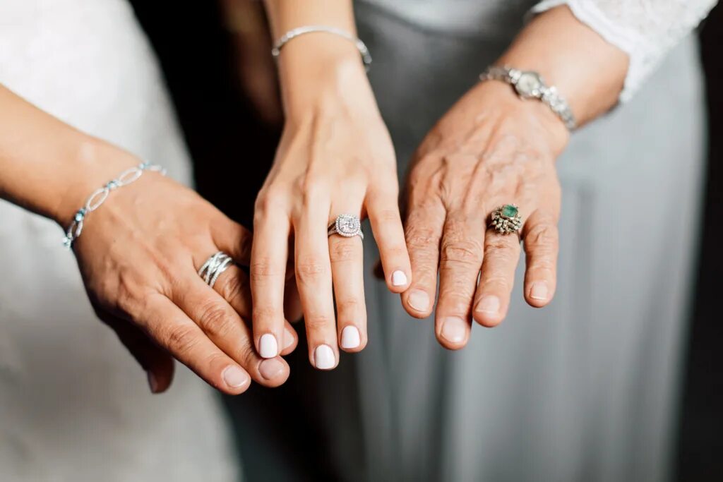 Свадебные кольца на пальцах. Кольцо на руке. Обручальные кольца на руках. Помолвочное кольцо.
