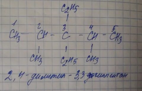 Составьте структурную формулу ундекана 2,4-диметил-3,3-диэтилпентан - Школьные З