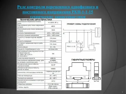 Технический характеристики реле