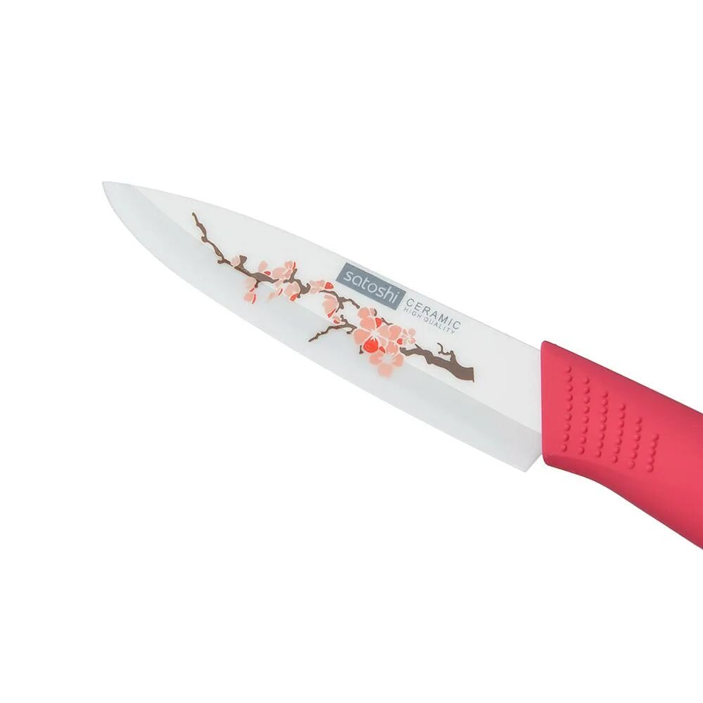 Керамический нож Satoshi Сакура. Нож Satake Sakura. Satoshi Сакура нож кухонный керамический, лезвие с принтом, 10см 803-126. Нож Сакура керамический лезвие.