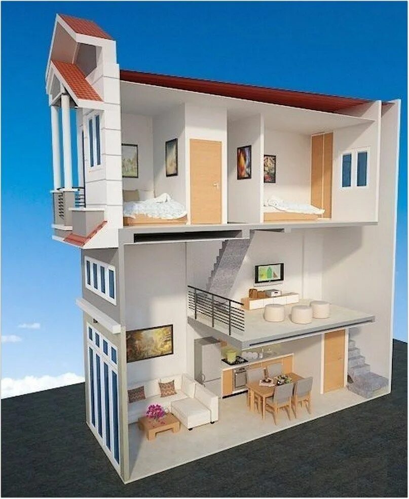 Частный дом в разрезе. Макет современного дома. Двухэтажный дом 3d модель. Макет трехэтажного дома. Макет жилого двухэтажного дома.