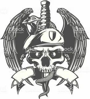 skull with beret Crânios, Vetores, Tatuagens militares