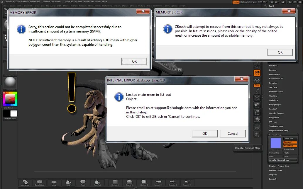 Error lists. Insufficient ram. вылетает зибраш. memory error. insufficient memory.