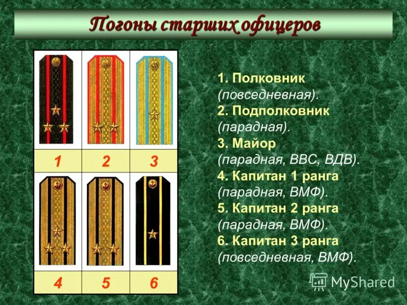 Типы погон