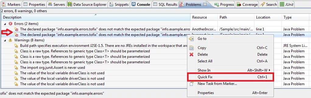 Ошибка properties. Java package declaration. incorrect package ошибка кода apache. class is in the default package. description resource path location type the declared package does not match the expected package.
