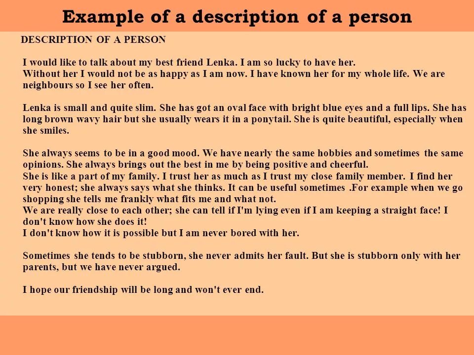 Write about yourself use