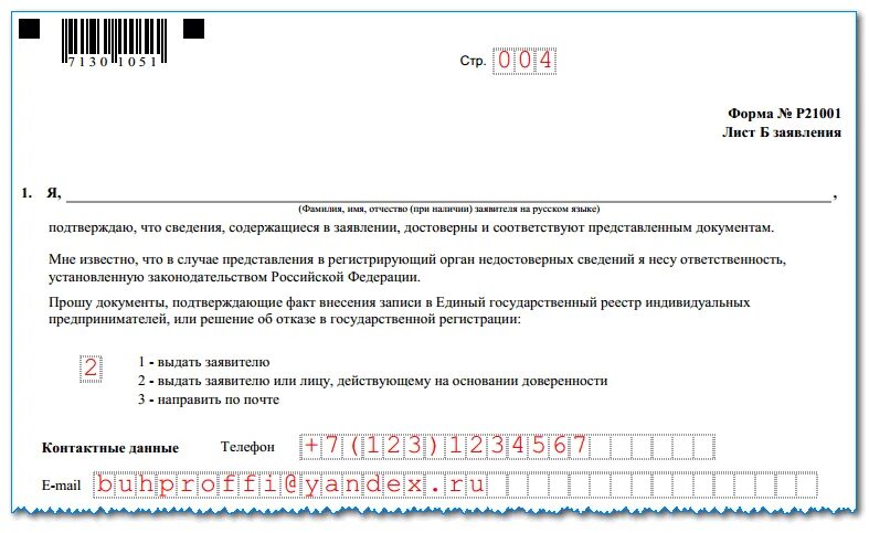 Форма Р21001: образец заполнения для подачи в налоговый орган