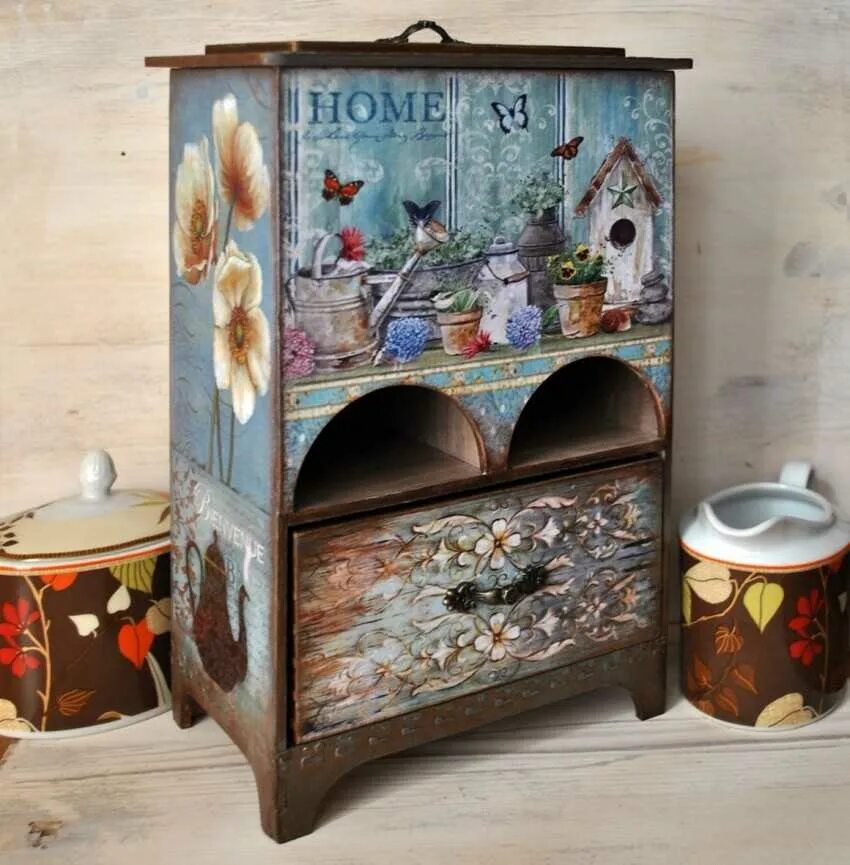 Декор чайного домика. Чайное декупаж. Декор чайного домика. Чайный домик двойной декупаж. Декор чайного домика.