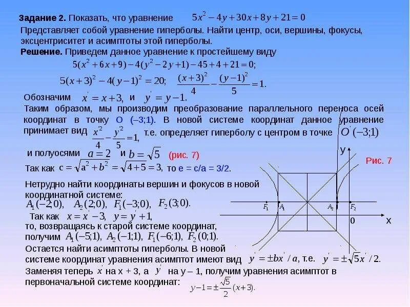 Асимптоты кривых второго порядка. Асимптоты гиперболы второго порядка. координаты вершин гиперболы. действительная и мнимая ось гиперболы. нахождение координат фокусов гиперболы.