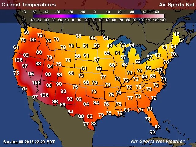Average year temperatures in usa. Температурная карта сша. Weather map. Us temperature map. Максимальная температура на американ.