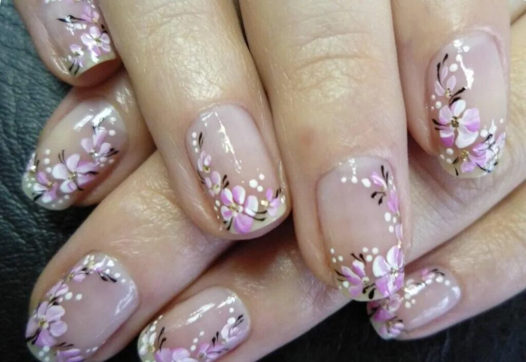Маникюр № 3112 - фото дизайна - Best Маникюр Flower nails, Spring nail art, Tuli