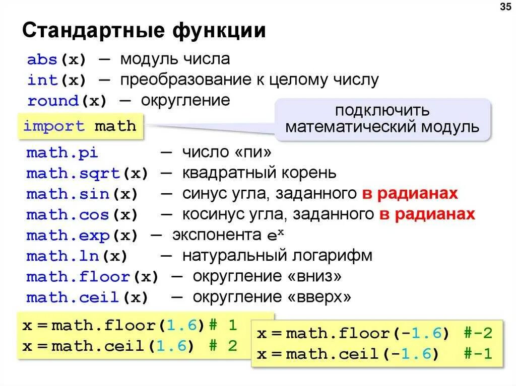 Стандартные функции питон. Основные функции в питоне для начинающих. Стандартные функции языка Python. Команды языка программирования.