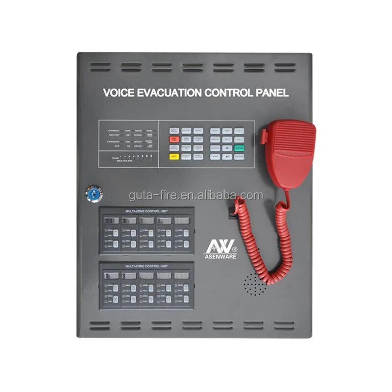 Voice evacuation Speaker. Universal Voice System. Alarm condition evacuate Panel. Addressable Fire Alarm Systems Demo Box AW-fp300.