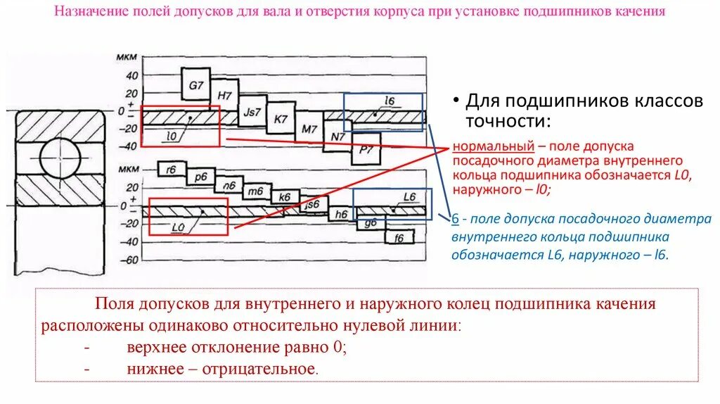 Что такое поле допуска. Допуск наружного кольца подшипника класса точности l0. допуски и отклонения валов и отверстий. допуск по системе вала на диаметр 6 мм. посадка подшипника l0 поле допуска.