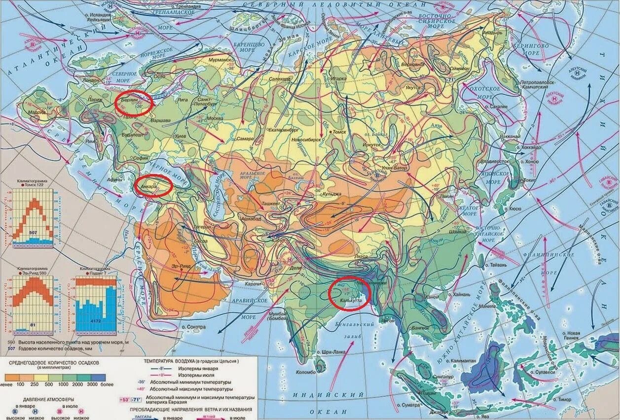 В каком поясе расположена большая часть евразии. Климатическая карта Евразии. Климатическая карта карта Евразии. Климатическая карта Евразии 8 класс. Количество осадков на карте Евразии.