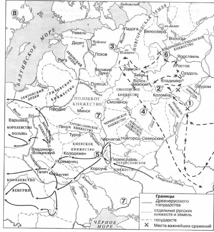 Впр монгольское нашествие на русь. Походы Батыя карта ЕГЭ. Карта - борьба Руси с захватчиками в 13 веке. Первые походы русских князей карта ЕГЭ по истории России. Карта походы Батыя ЕГЭ по истории.