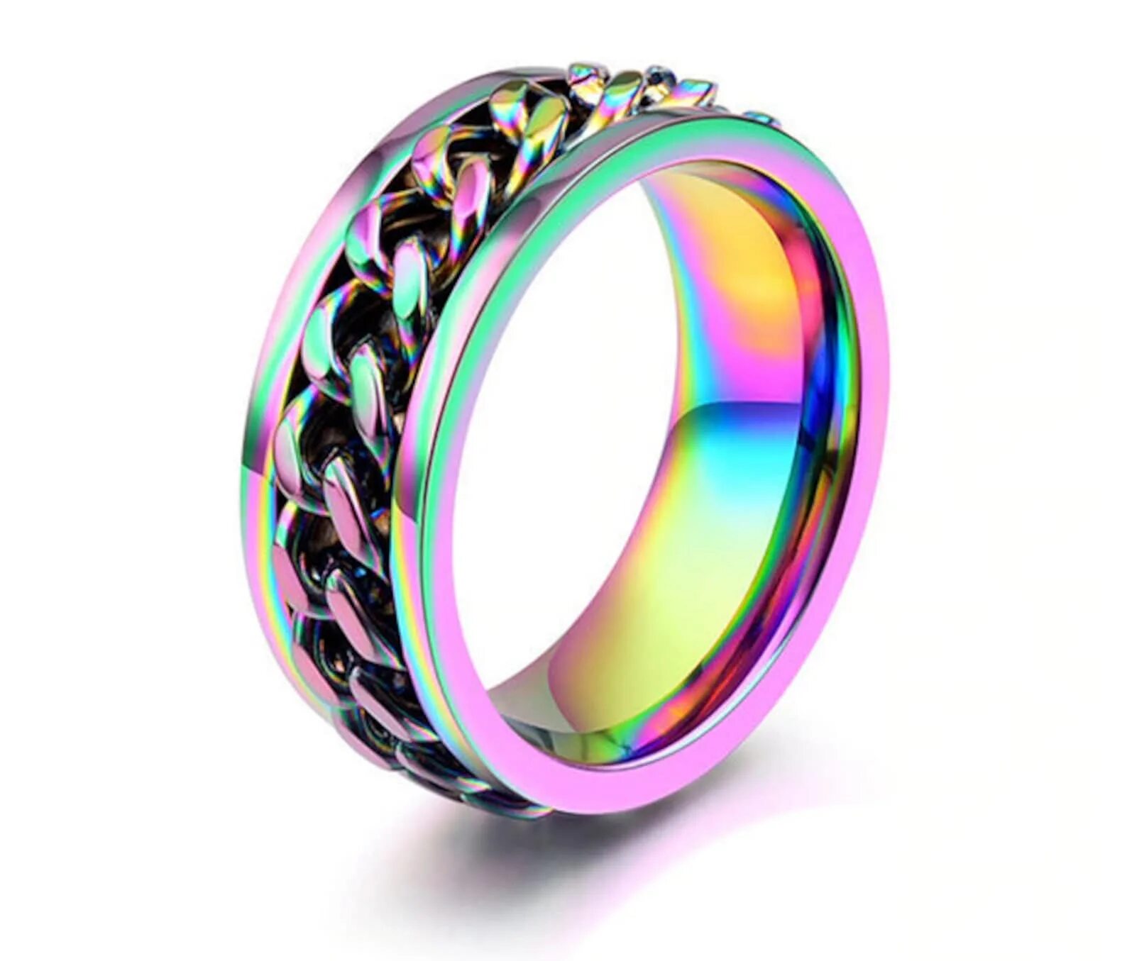 Кольцо Rainbow. Steel. Крутые кольца. Радужные кольца. Кольца для молодежи.