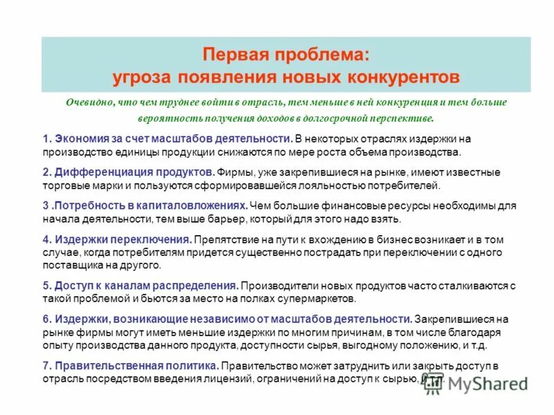 угроза появления новых конкурентов
