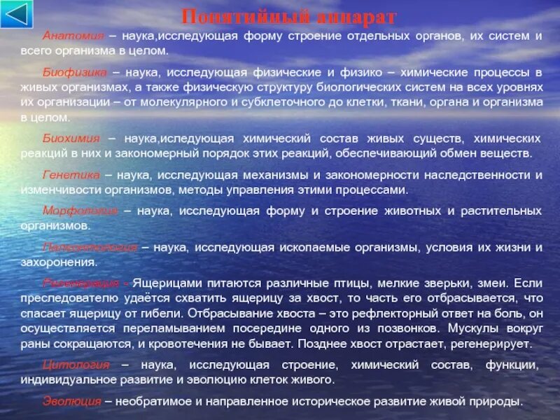 Физические процессы живых организмов. Понятийный аппарат биологии. Необратимое и направленное историческое развитие живой природы. Понятийный аппарат анатомия. Физические процессы в биологических системах.