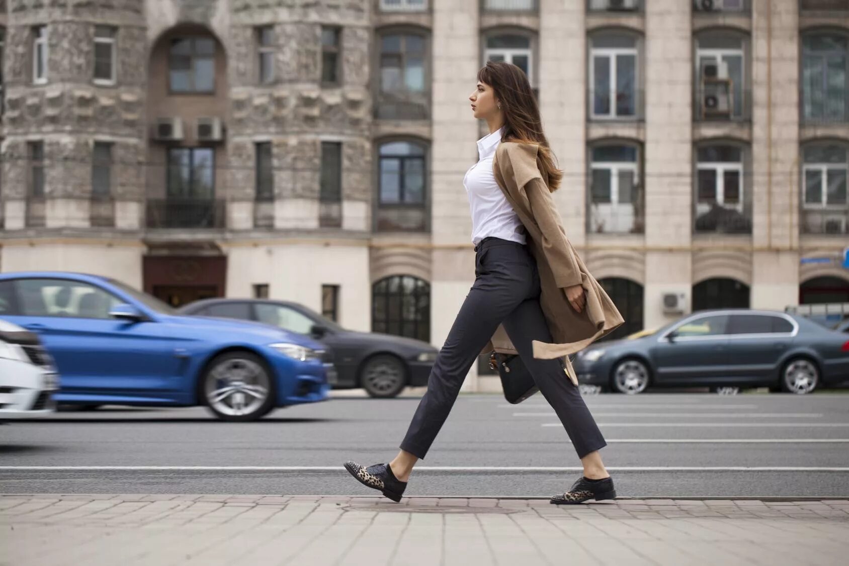 Girl walking on