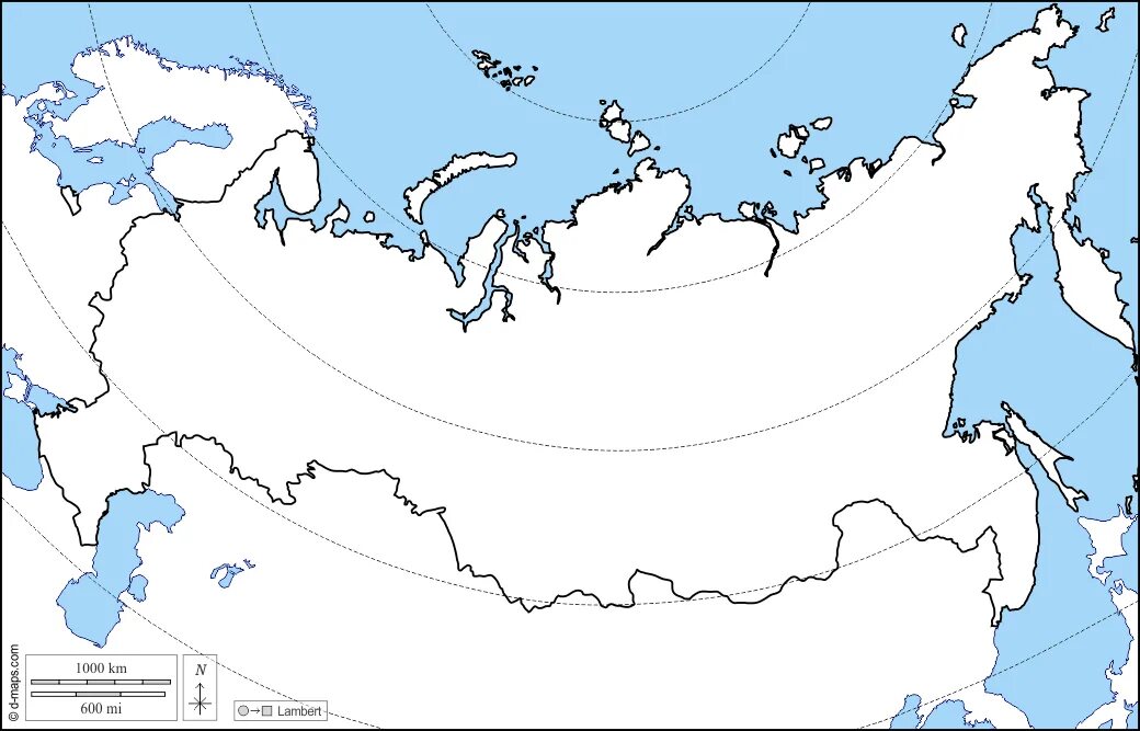 Россия на контурной карте
