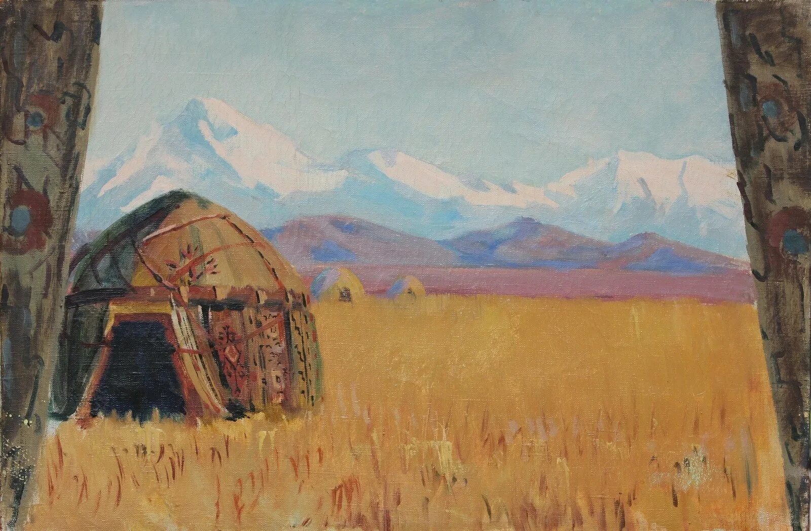 Гапар Айтиев художник. Пейзаж с юртами Гапар Айтиев. Айтиев Гапар Айтиевич картины. Павел Кузнецов художник Юрты в степи