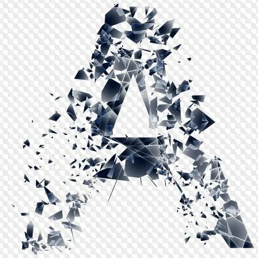 Распад буквы. Буквы разлетаются. Абстрактные буквы. Разлетающиеся треугольники. Буквы рассыпались.
