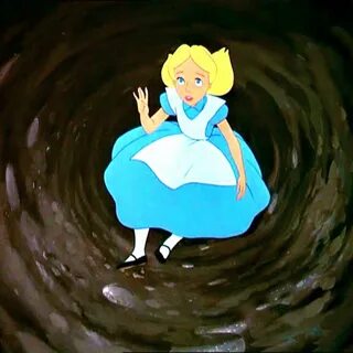 Alice in wonderland falling down the rabbit hole gif