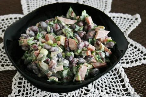 Салаты с мясом огурцами фасолью