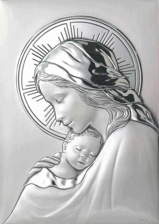 Мадонна икона. Тату Божья Матерь с младенцем.