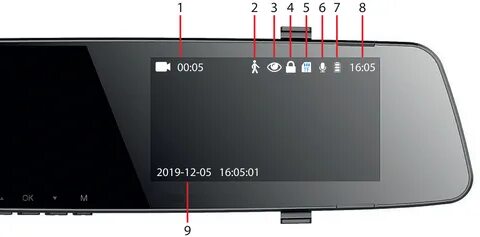 Экран видеорегистратора значки