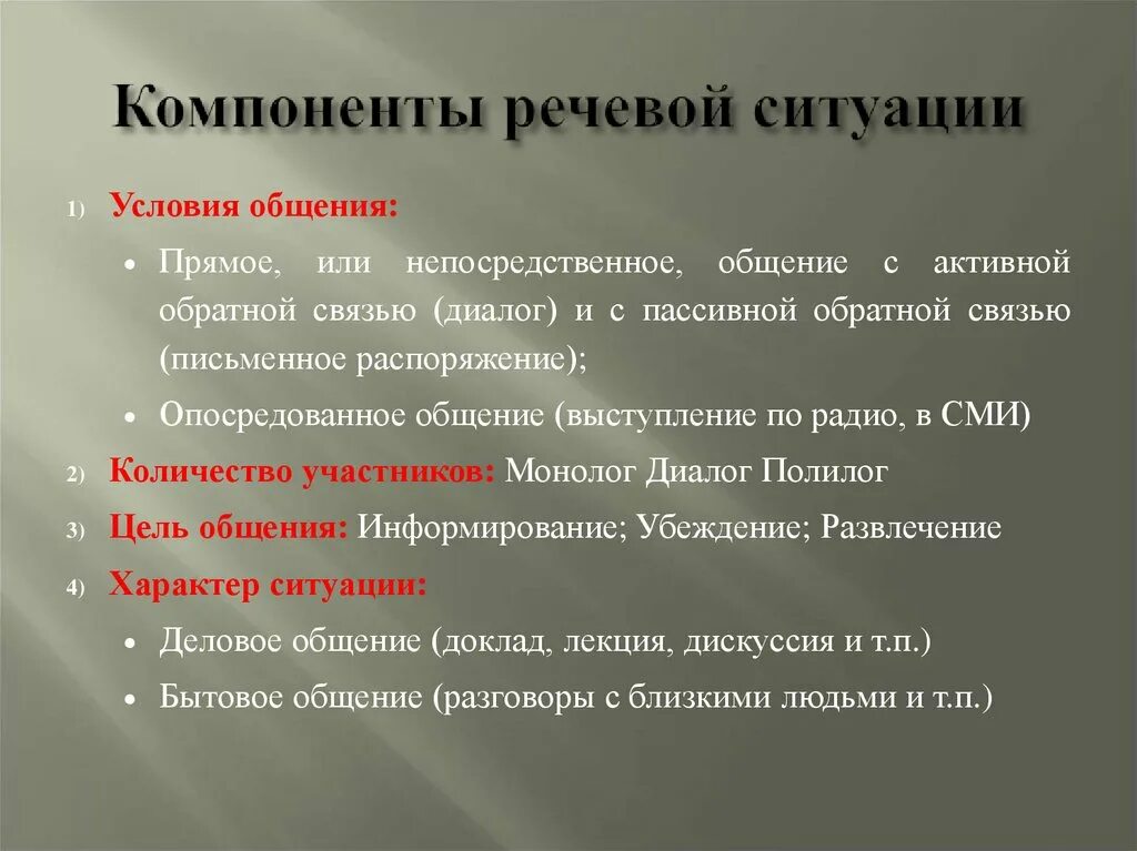 Компонентами общения являются. Речевая ситуация и ее компоненты. Компоненты речевой ситуации. Основные компоненты речевой ситуации. Компонент речевой ситуации.