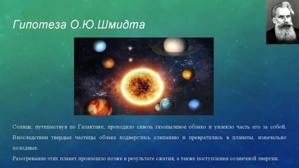 Теория Отто Шмидта о происхождении солнечной системы. О Ю Шмидт гипотеза возникновения солнечной системы. Теория Отто Юльевича Шмидта. Происхождение солнечной системы Шмидт.