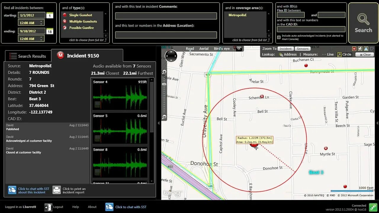 Detect area. Shotspotter. локатор выстрела. карт ганшот. area detection для игры.
