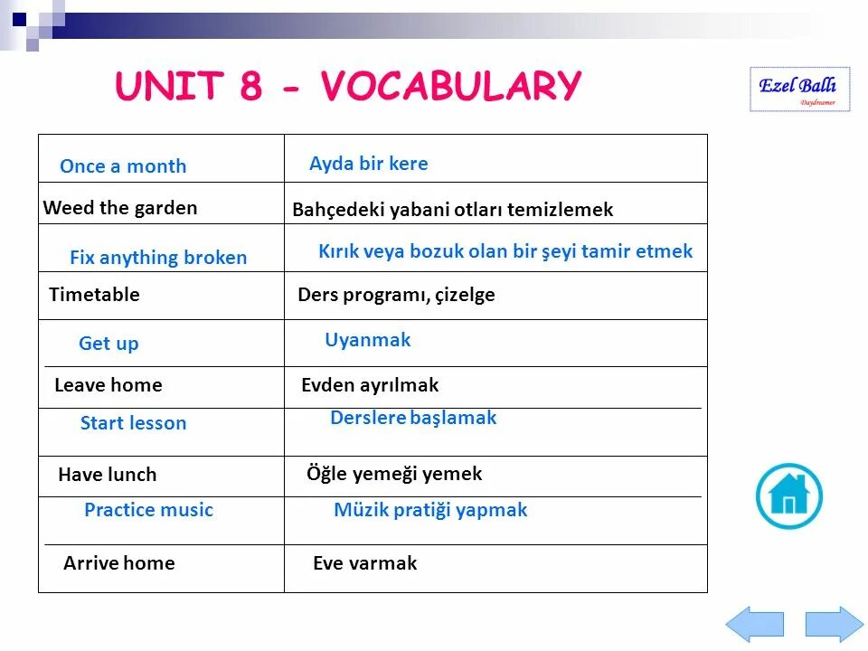 Юнит 8. Unit 8 vocabulary