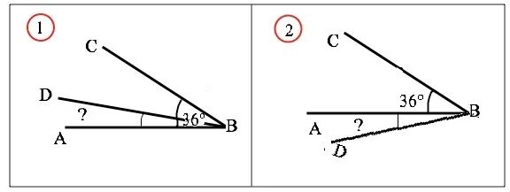 Б равен 36 градусов. Угол 36 градусов. Угол 36 градусов рисунок. Нарисовать угол 36 градусов. Угол АБС 3 угол СБД.