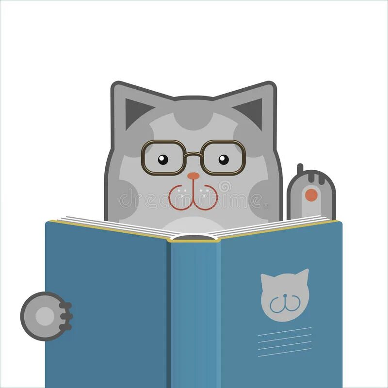 Cartoon cat reader