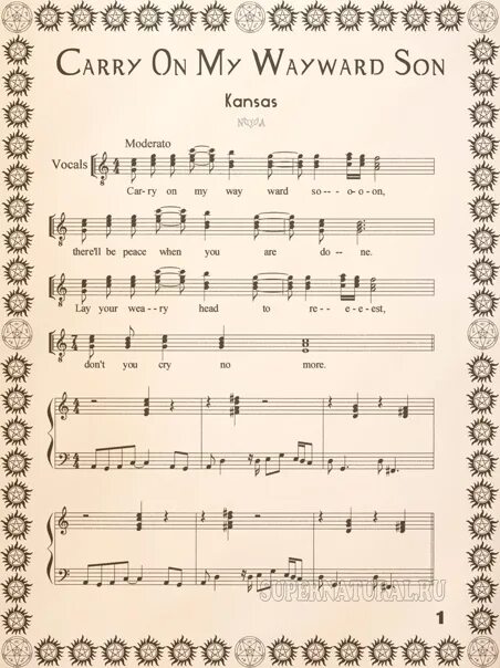Carry on my Wayward son Ноты для пианино. Carry on my Wayward son Ноты. Supernatural Ноты для фортепиано. Kansas carry on my Wayward son.