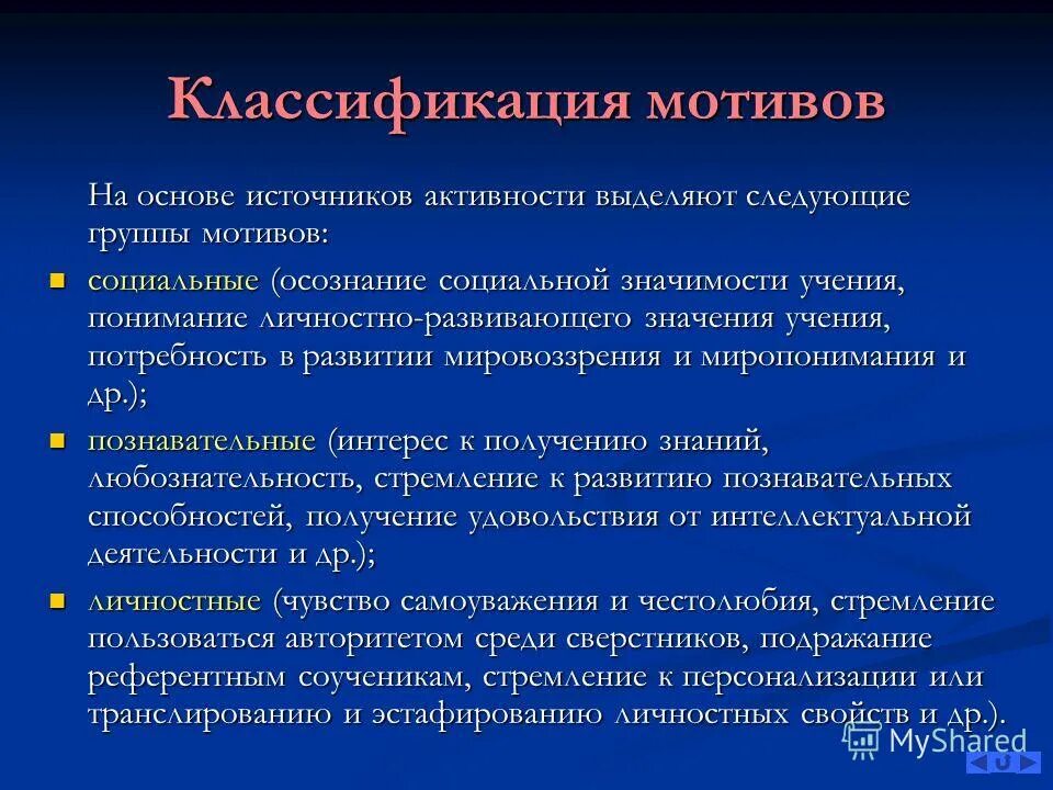 Трактовки мотива. Интерпретация мотивов. Позиционный мотив. Социальные мотивы учения. 3 группы мотивации