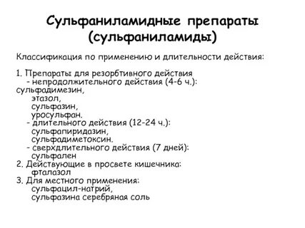 Сульфаниламиды препараты название