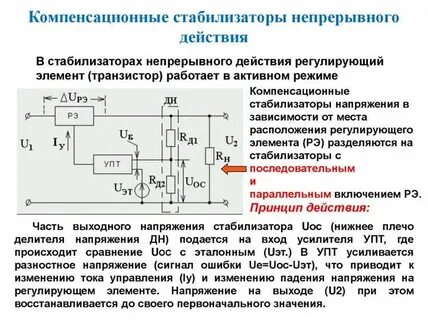 Схема компенсационного стабилизатора напряжения