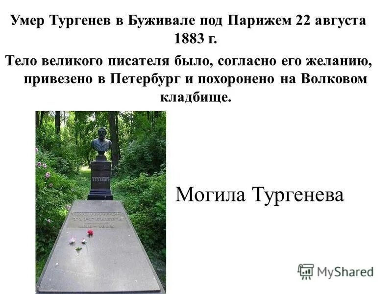 На здоровье тургенева. Могила Тургенева Ивана Сергеевича. Смерть Тургенева. Место захоронения Тургенева.