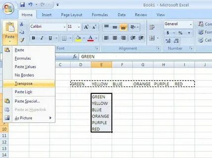 Транспонировать таблицу в excel