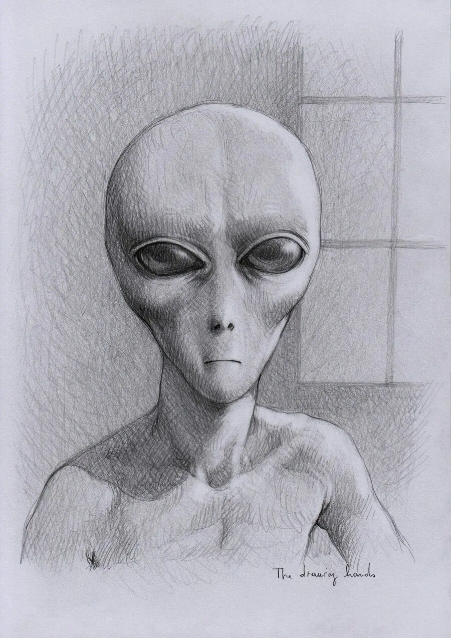 Инопланетянин рисунок карандашом. Пришелец рисунок. Как нарисовать пришельца