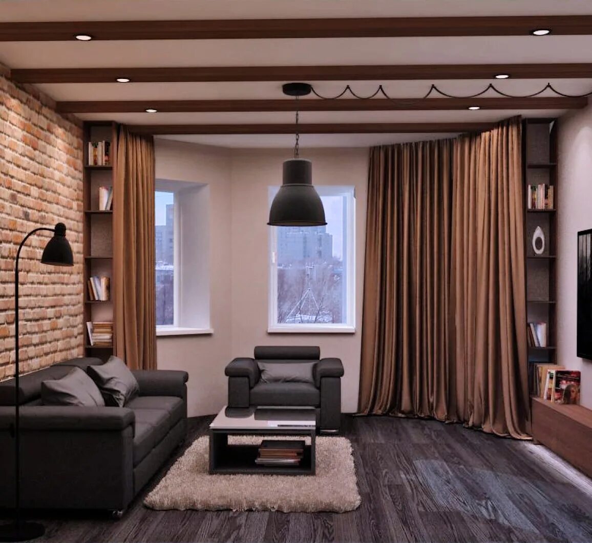 стиль лофт и брутализм. интерьер лофт гостиная 30кв. мужской интерьер. квартира - студия для молодого мужчины. комната в стиле лофт 12кв.