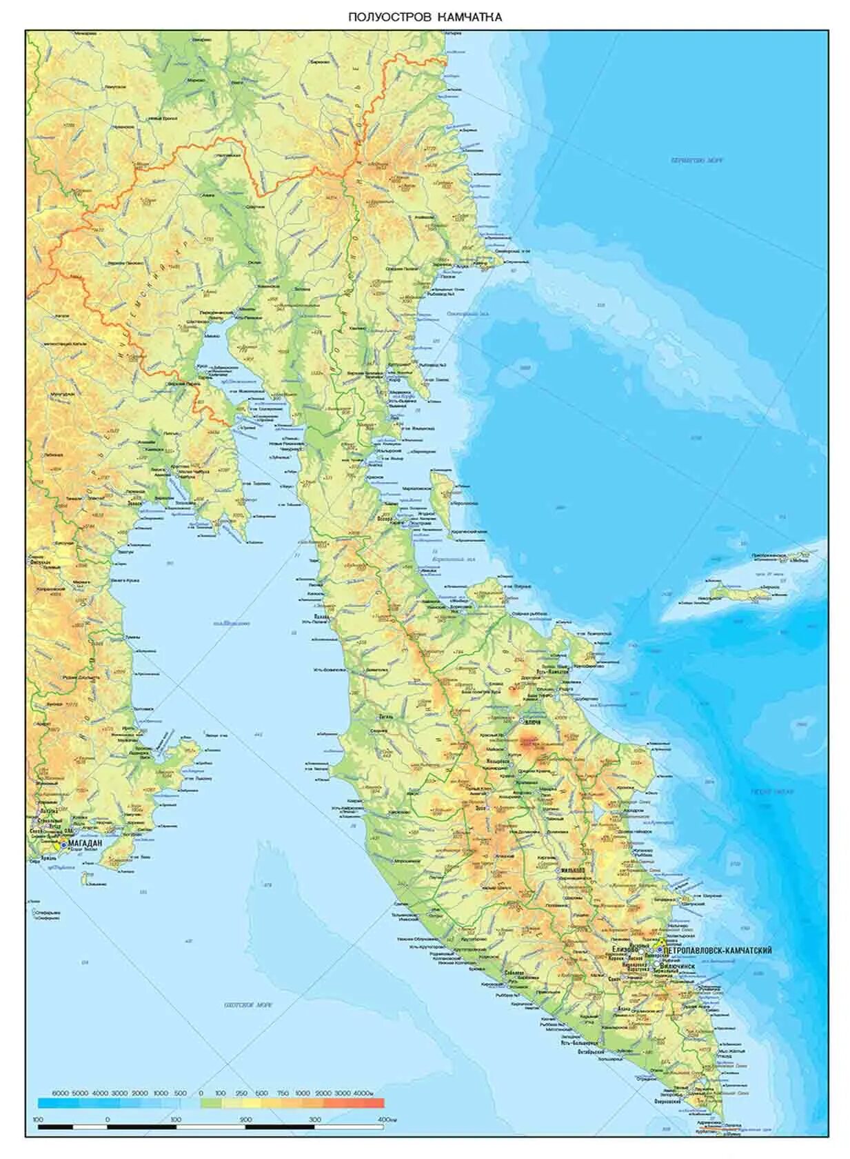Горы камчатки на карте россии. Полуостров Камчатка на карте. Полуостров Камчатка на физической карте. Камчатка карта географическая. Полуостров Камчатка на карте России.