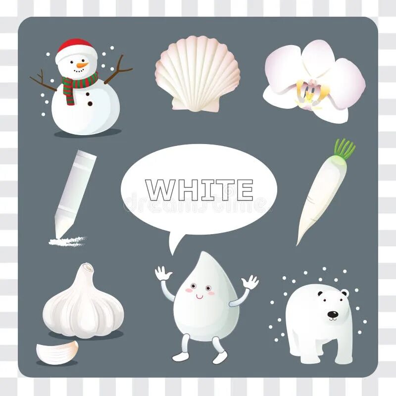 Wait things. White colour for kids. white things. white цвет мультяшный. white color flash card.
