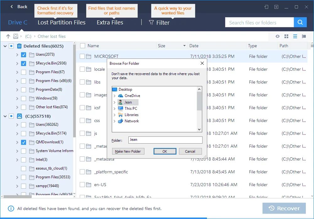 Recovery path. Deleted data recovery. recover. как перезаписать исходную папку программы. metadata recovery.
