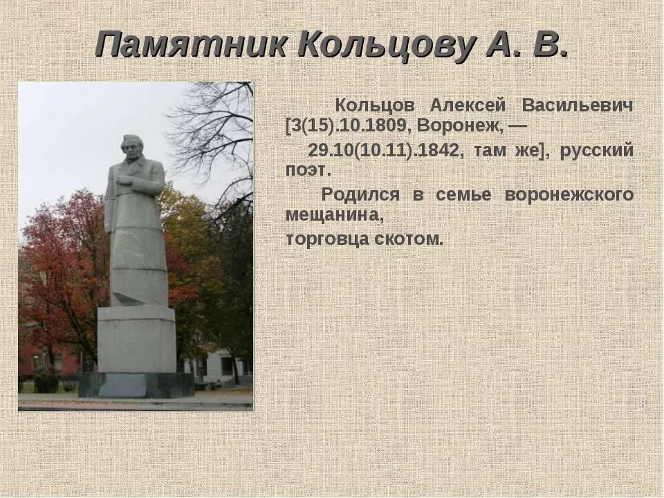 Литературный классик с памятником в воронеже 8. Памятник Алексею Васильевичу Кольцову в Москве. Памятник Никитину и Кольцову Воронеж. Памятник а. в. Кольцову (Воронеж, Кольцовский бульвар).